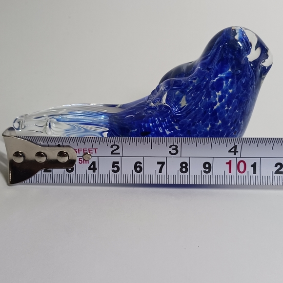 ART GLASS BIRD PAPERWEIGHT COBALT BLUE - Picture 7 of 7